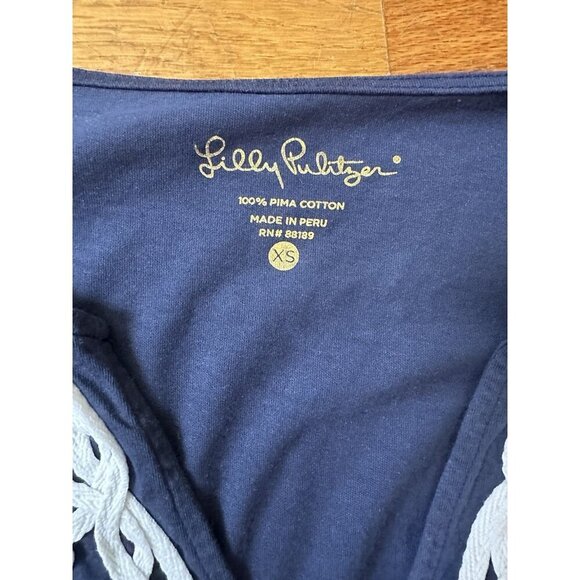 Lilly Pulitzer Dress Women's XS Navy Blue Embroidered Skipper - Picture 3 of 3